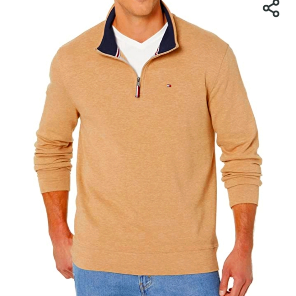 Tommy Hilfiger Men's Long Sleeve Fleece Quarter Zip Pullover Sweatshirt